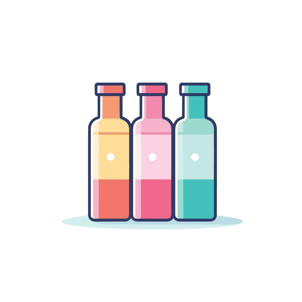 vetor do três garrafas com diferente cores em uma branco fundo