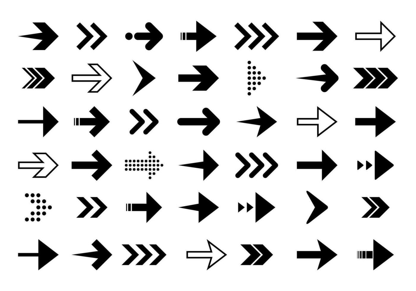 seta ícone vetor conjunto coleção. Setas; flechas símbolo dentro diferente estilos. clipart conceito
