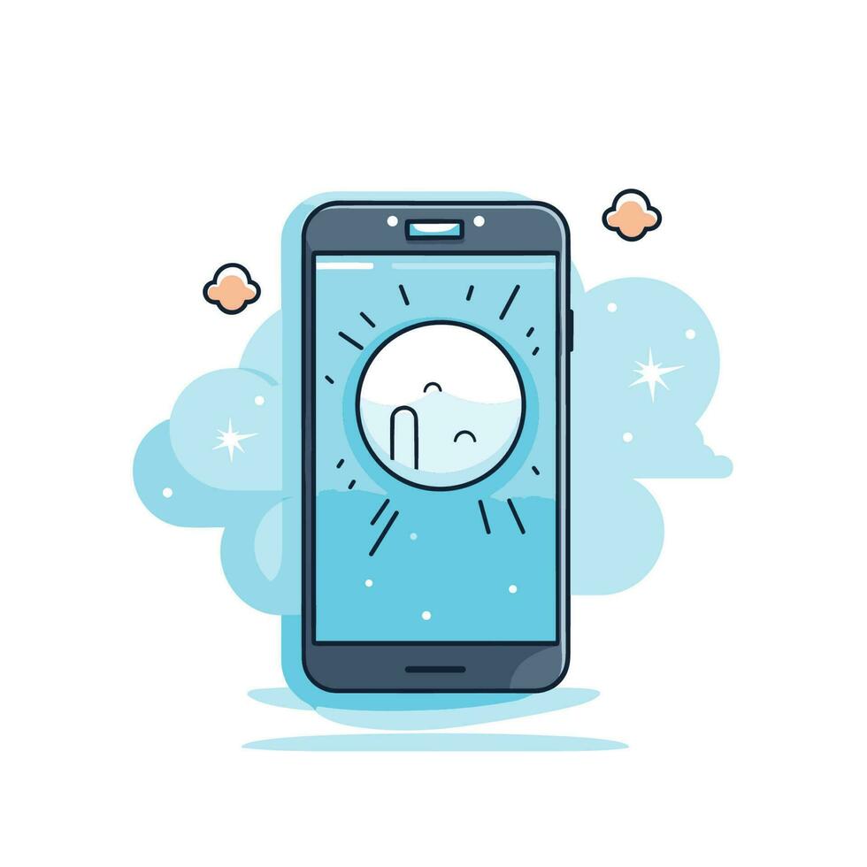 vetor do uma plano ícone do uma telefone com uma relógio em a tela