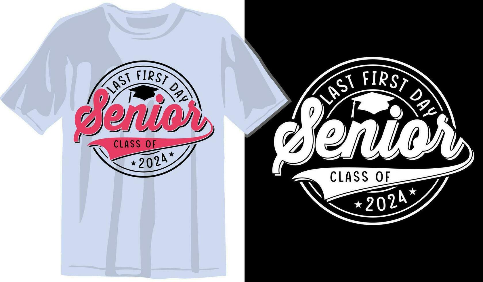 Senior classe saudações, convite cartão. texto para graduação projeto, parabéns evento, camiseta, festa, Alto escola ou Faculdade diplomado. Senior 2024 classe do 2024 graduação vetor