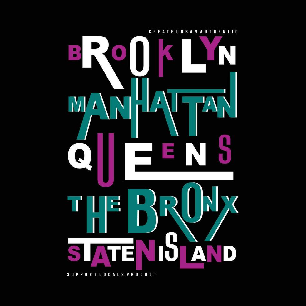 Brooklyn Manhattan rainhas gráfico, tipografia vetor, ilustração, para impressão t camisa, com Tóquio Japão moderno estilo vetor