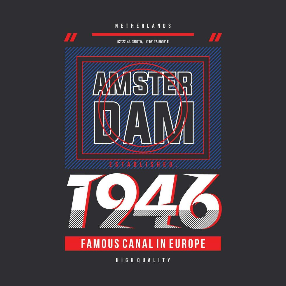 amsterdam texto quadro, gráfico moda estilo, t camisa projeto, tipografia vetor, ilustração vetor