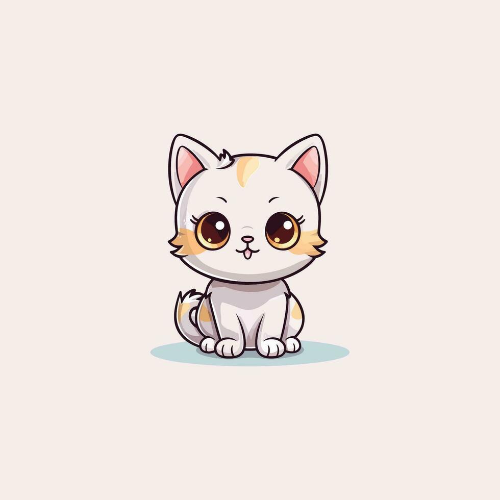 branco gato kawaii vetor ilustração