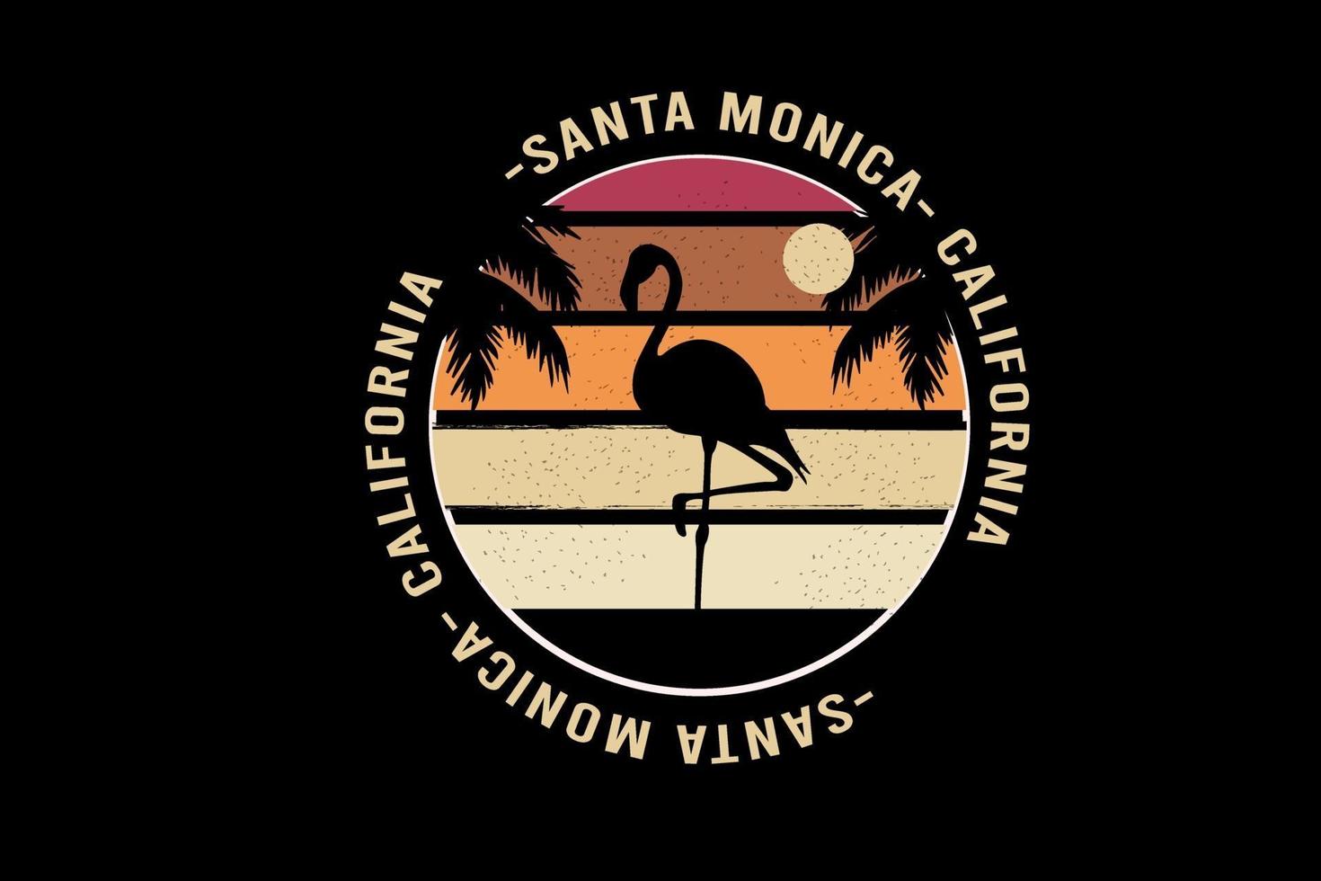 t-shirt santa monica california cor laranja e vermelho vetor