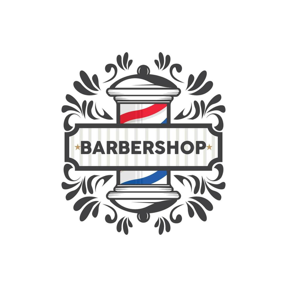 barbearia logotipo, tesouras vetor, retro vintage minimalista tipografia enfeite Projeto vetor