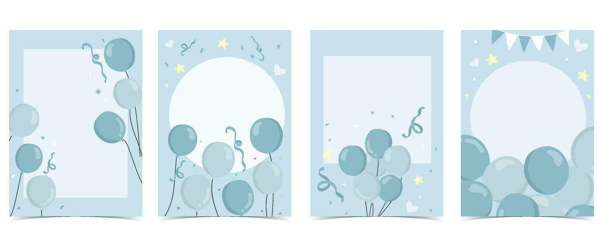 bebê chuveiro convite cartão para Garoto com balão, nuvem,céu, azul vetor