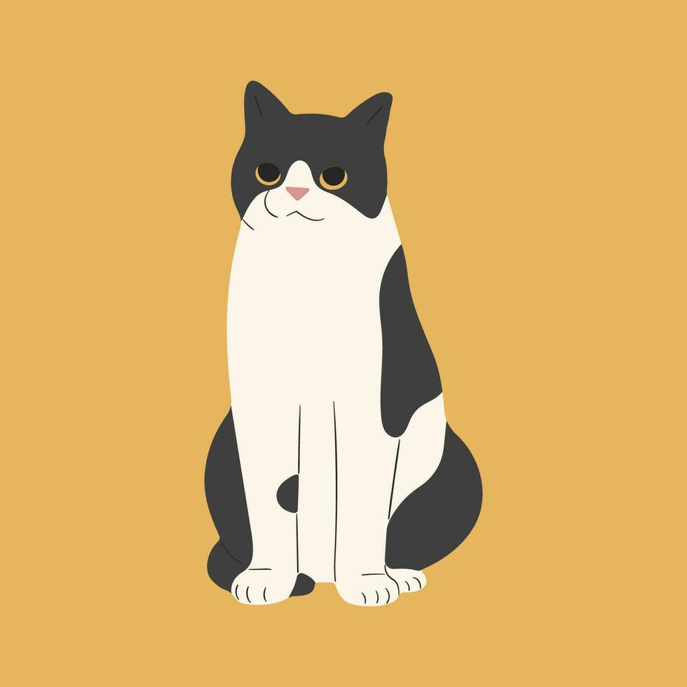 gato solteiro fofa em uma amarelo fundo vetor ilustração