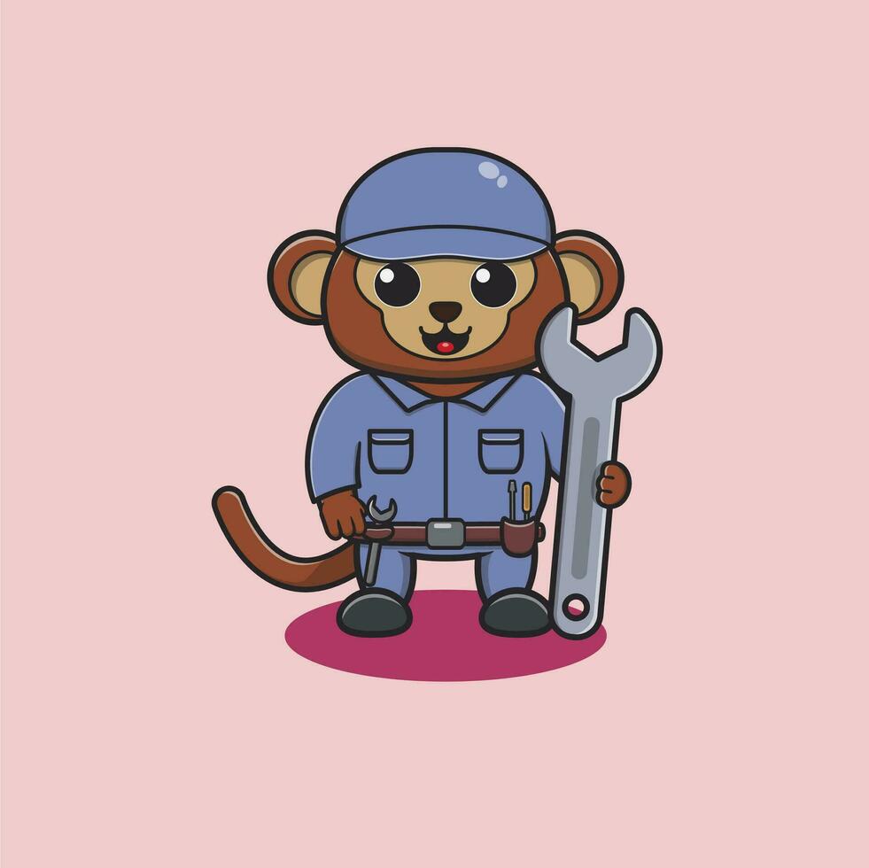 ilustração do uma macaco com uniformes do vários profissões vetor