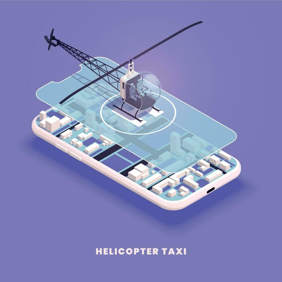 helicóptero Táxi isométrico vetor