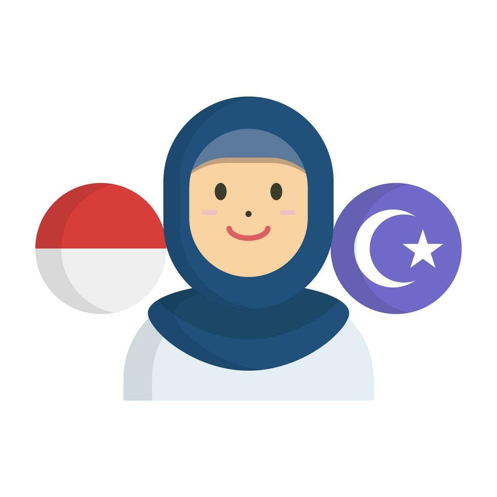 indonésio muçulmano mulheres ícone. vetor. vetor