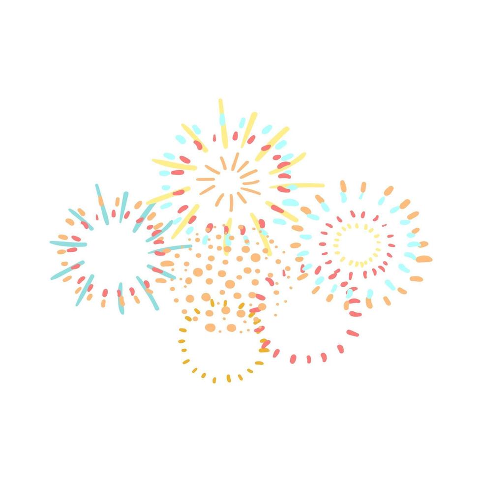 ilustração vetorial colorida de fogos de artifício isolados no fundo branco vetor