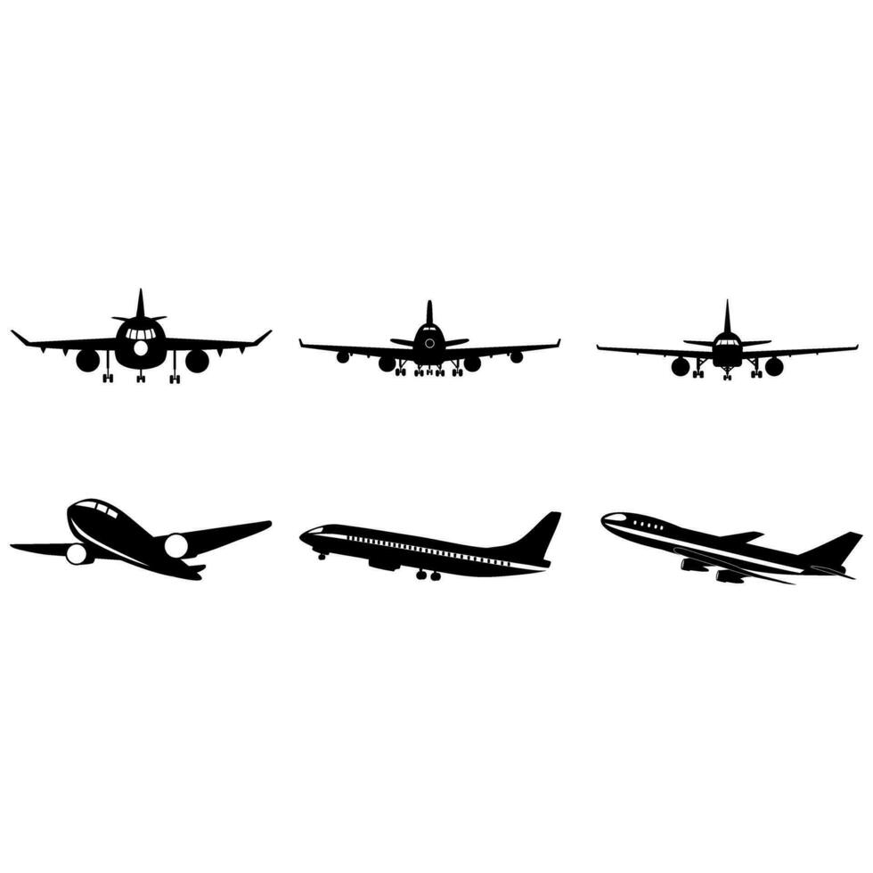 avião ícone vetor definir. aeronave ilustração placa coleção. avião símbolo ou logotipo.