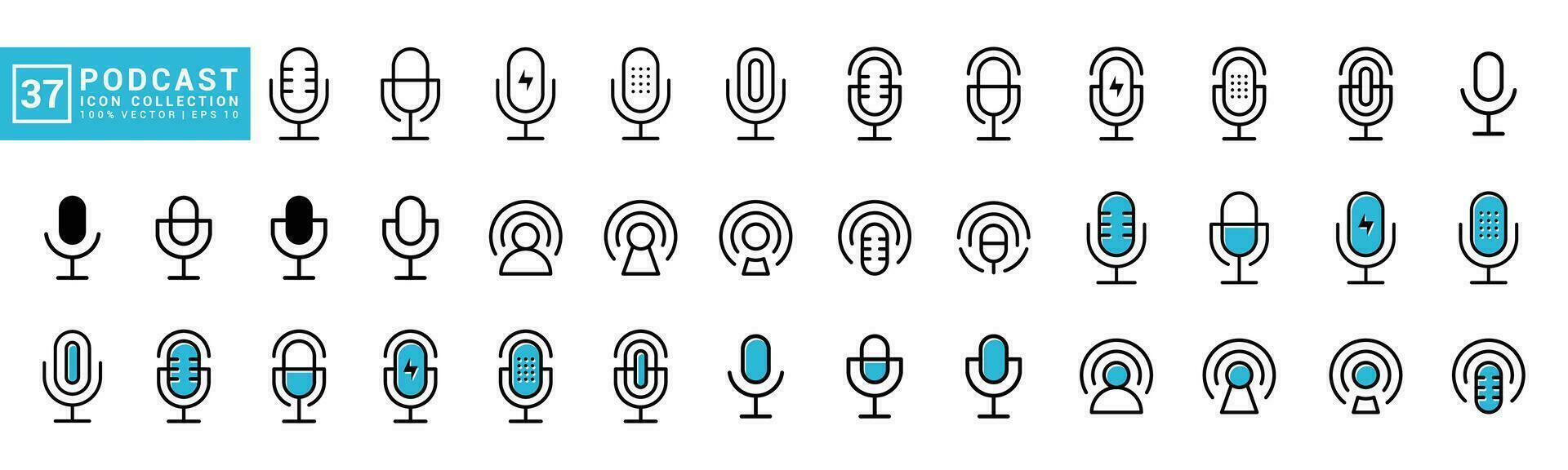 coleção do podcast ícones, microfone, bater papo, conversação, editável e redimensionável eps 10. vetor