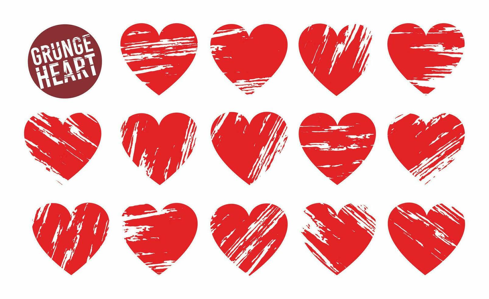 coleção conjunto do vermelho grunge coração. artístico amor ícone. mão desenhando esboço coração. vetor