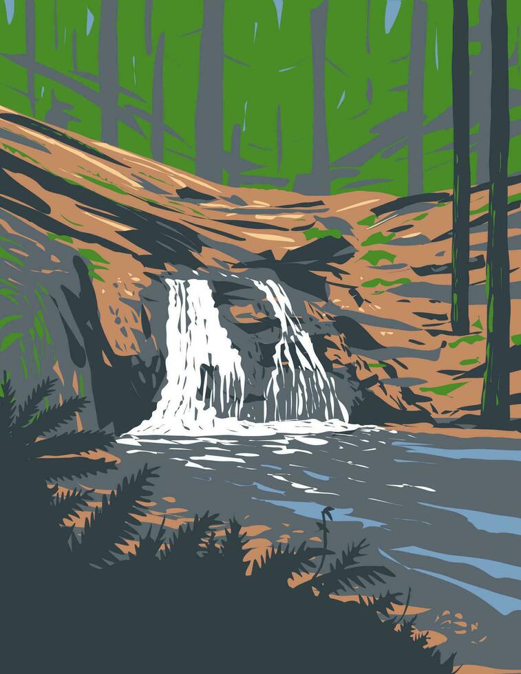 rústico cai em cascata Riacho dentro moran Estado parque Washington Estado wpa poster arte vetor