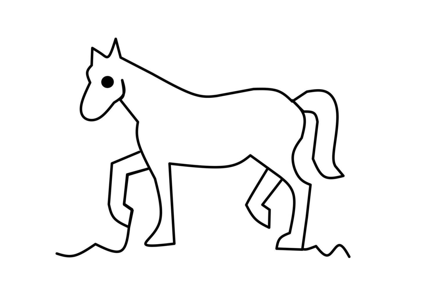 cavalo linha desenhando isolado em branco fundo. vetor ilustração.