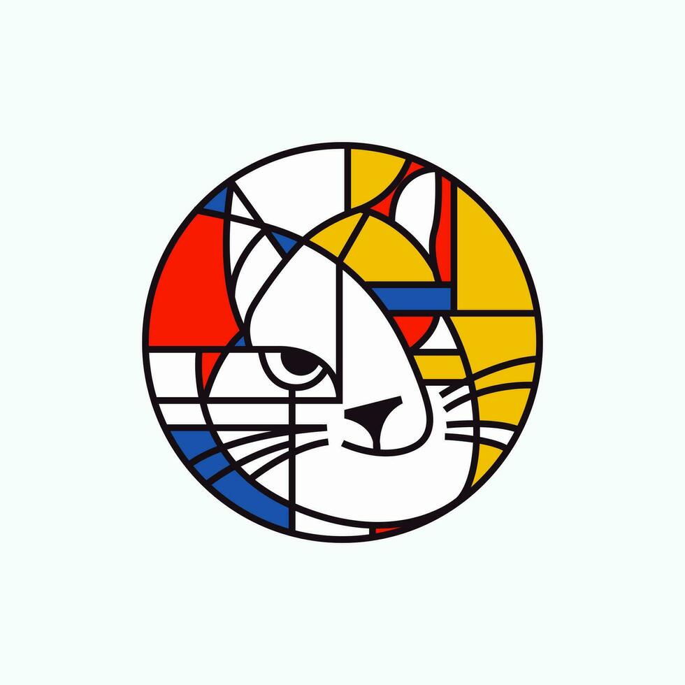 abstrato gato mascote coleção - geométrico estilo logotipo para arte e branding. vetor logotipo.