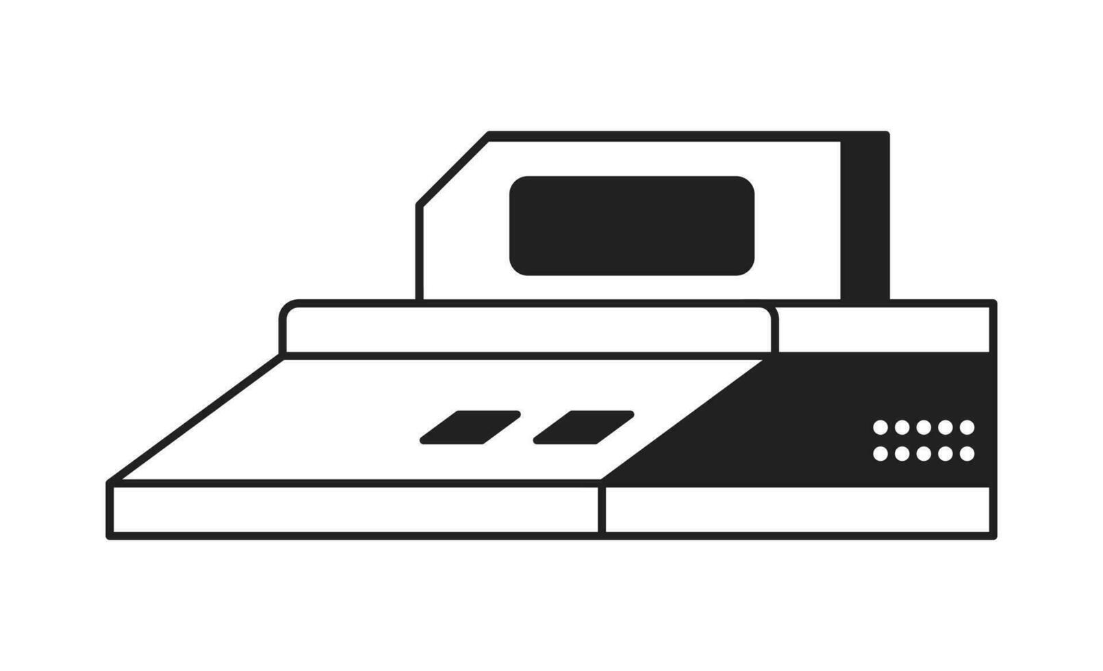 vintage console para jogando jogos monocromático plano vetor objeto. retro cartucho com jogos. editável Preto e branco fino linha ícone. simples desenho animado grampo arte local ilustração para rede gráfico Projeto