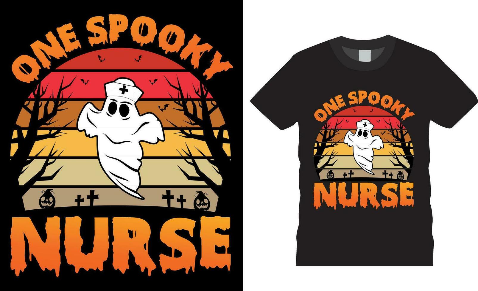 1 assustador enfermeira, dia das Bruxas camiseta Projeto vetor modelo