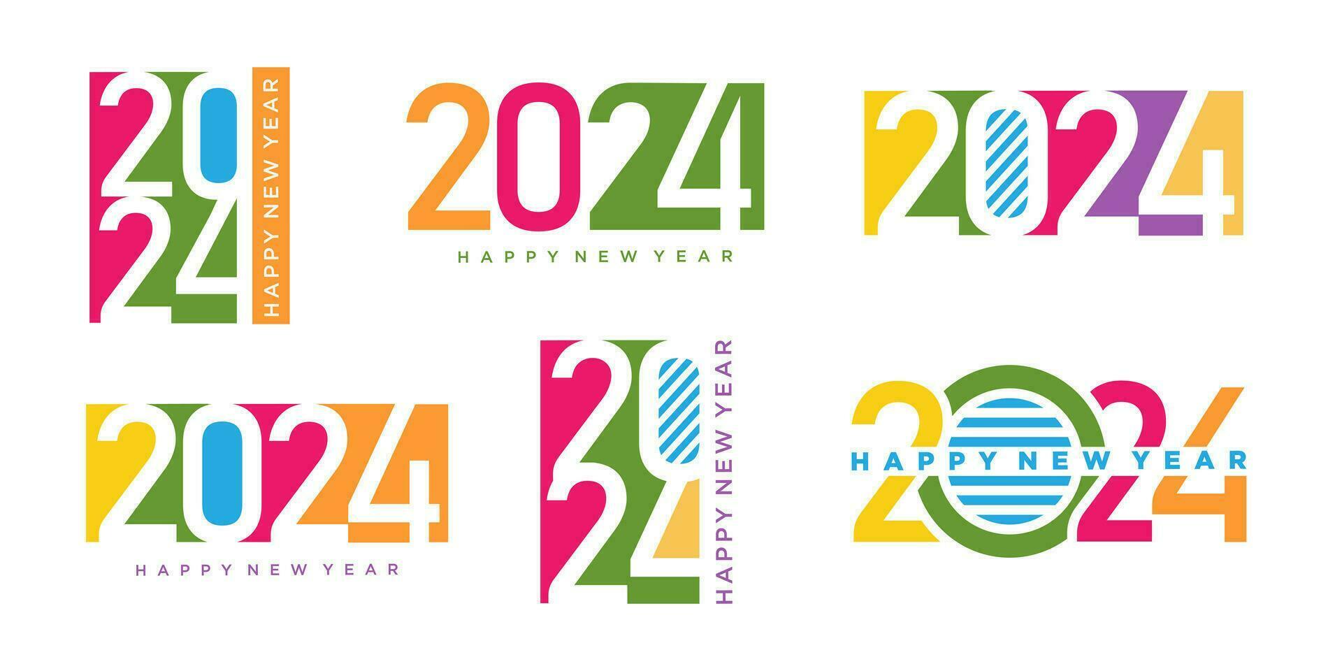 2024 feliz Novo ano logotipo texto Projeto. 2024 número Projeto modelo. vetor ilustração.