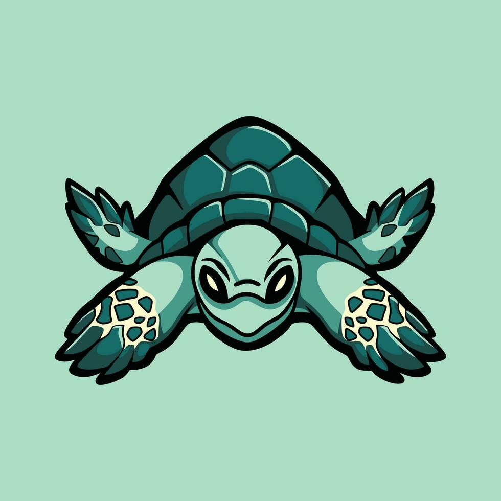 grande verde mar tartaruga mascote, fofa animal Projeto oceano tartaruga, natação dentro água plano vetor ilustração