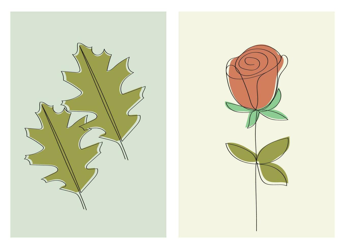 vetor 1 linha desenhando minimalista flor e folhagem ilustração dentro linha arte estilo