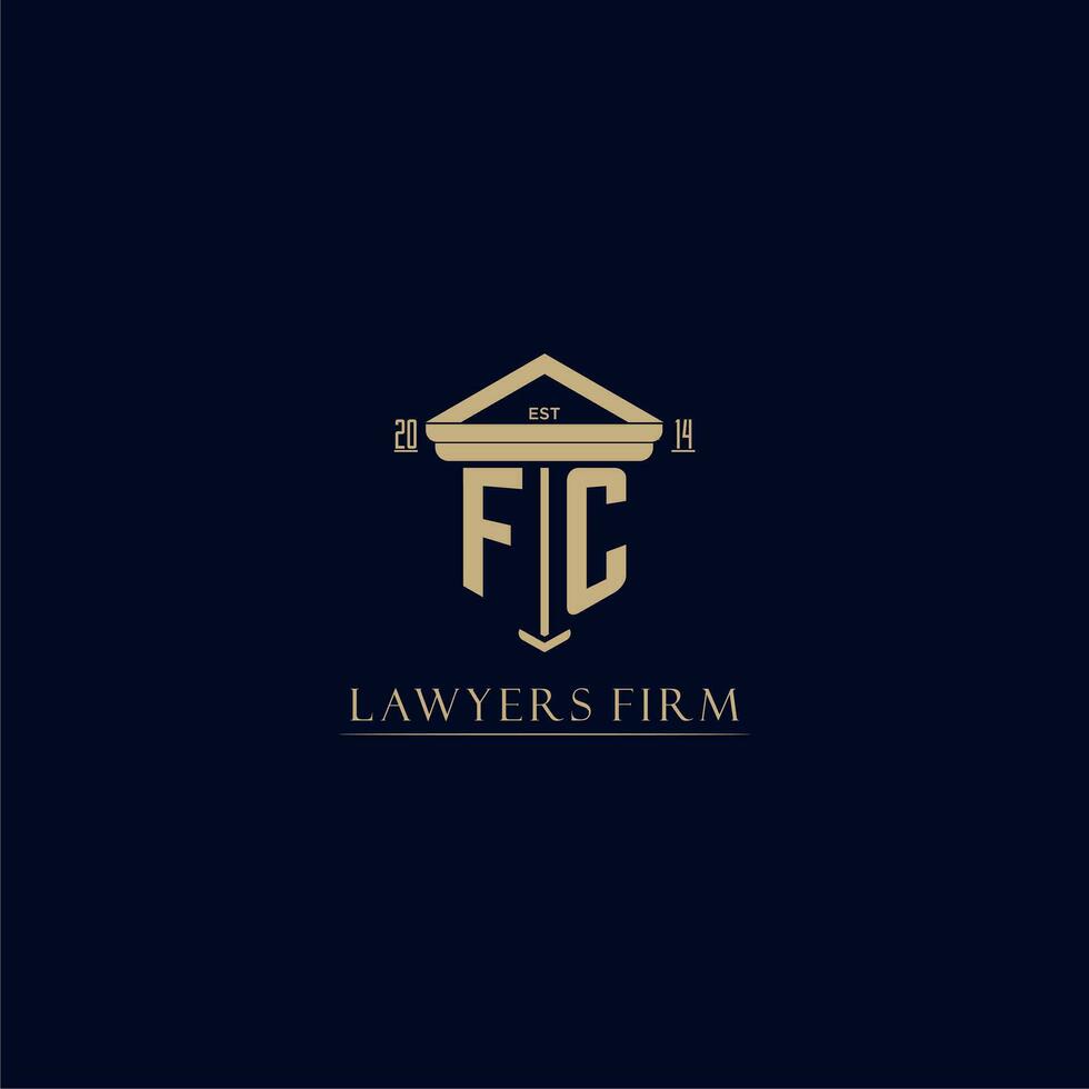 fc inicial monograma escritório de advocacia logotipo com pilar Projeto vetor