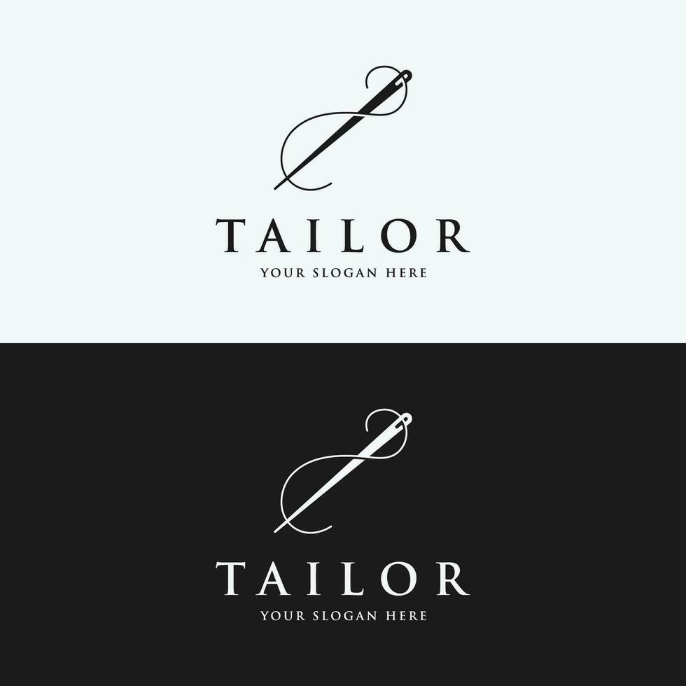 alfaiate logotipo modelo Projeto com agulha e fio concept.logo para alfaiate, roupas, boutique. vetor