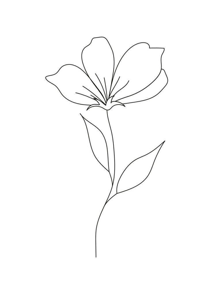 floral ramo e minimalista flor para logotipo ou tatuagem. mão desenhado selvagem campo flora, linha Casamento erva, elegante folhas para convite, Salve  a encontro cartão. vetor