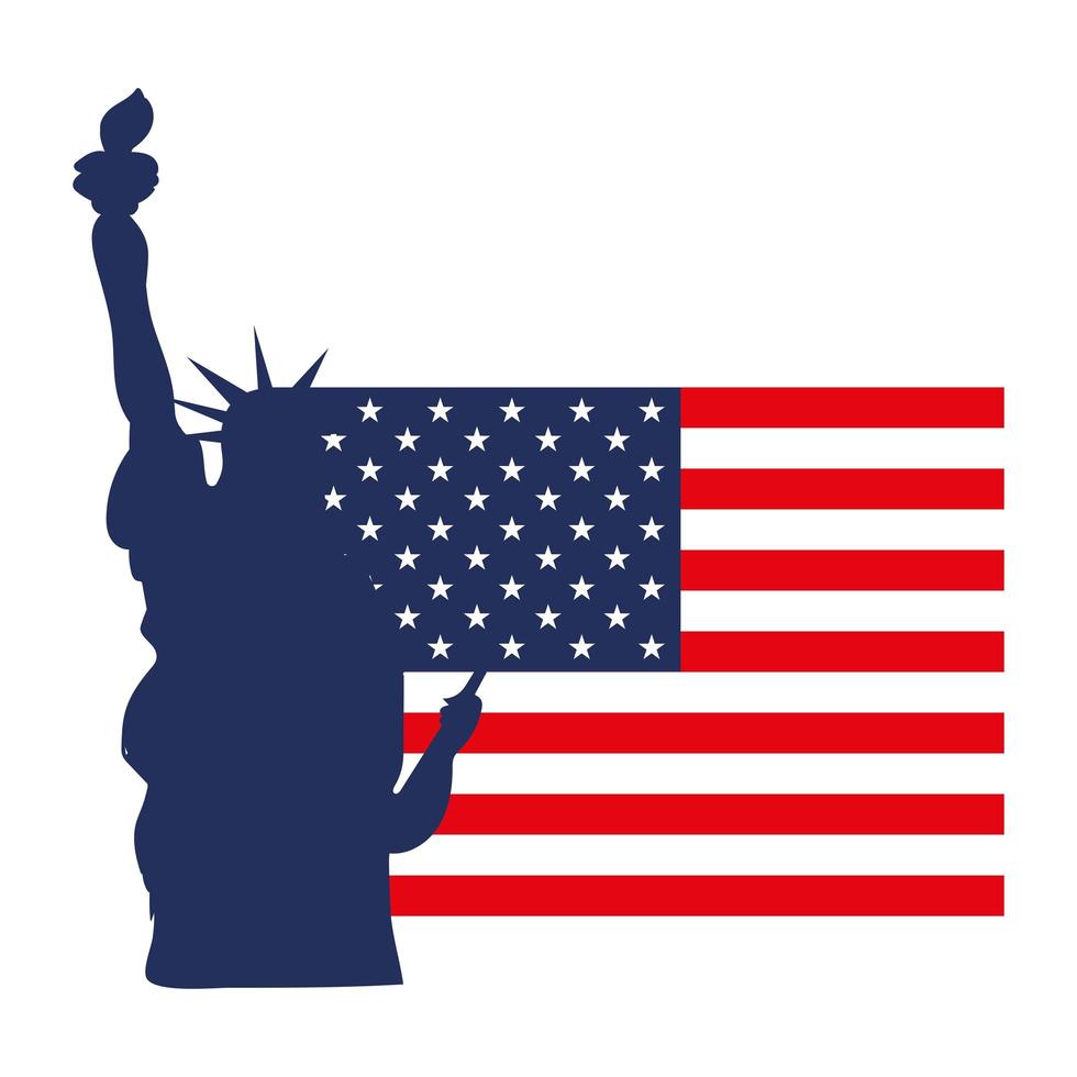 estátua da liberdade da bandeira americana vetor
