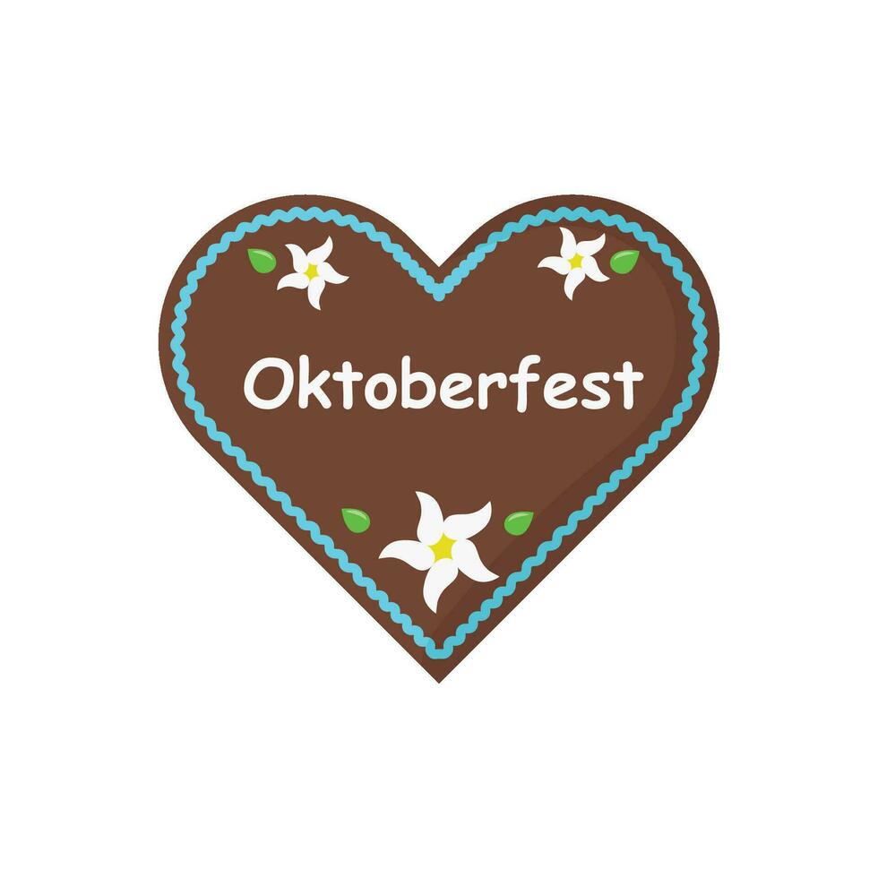 oktoberfest com Pão de gengibre coração e edelweiss vetor ilustração o branco fundo