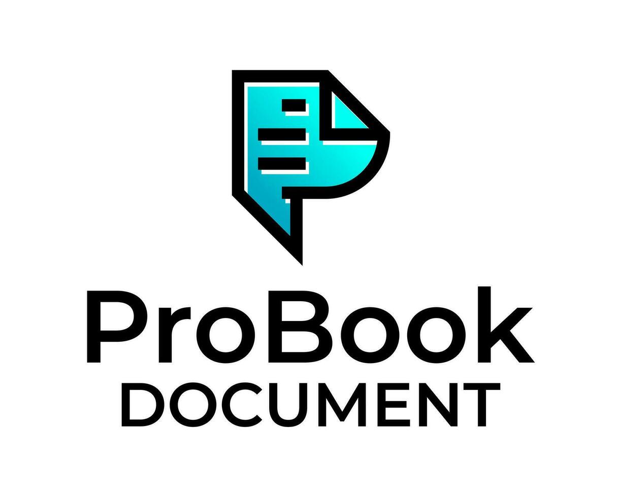 carta p monograma documento papel logotipo Projeto. vetor