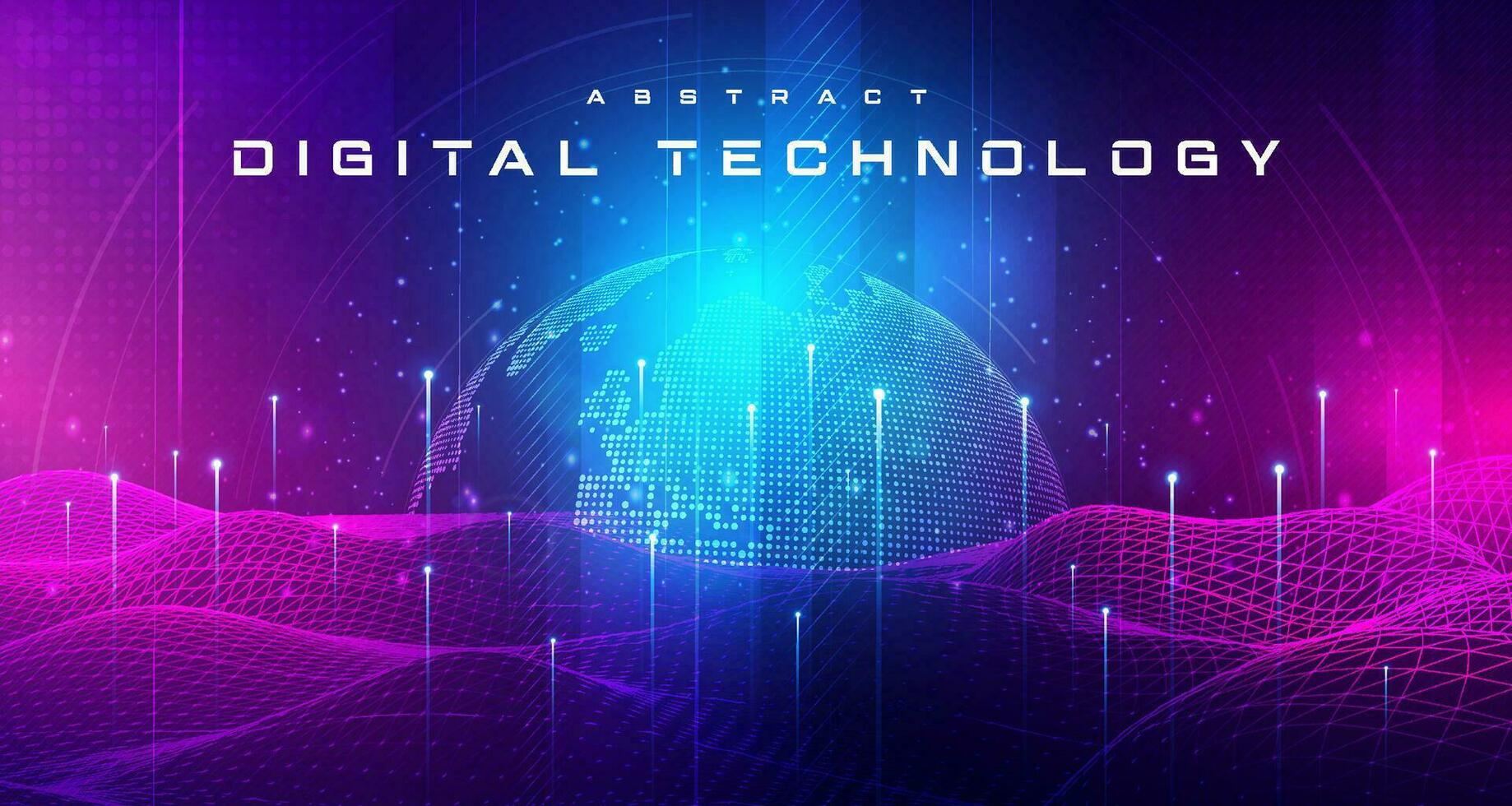 abstrato digital tecnologia futurista o circuito azul Rosa fundo, cyber Ciência tecnologia, inovação comunicação futuro, ai grande dados, Internet rede conexão, nuvem oi-tech ilustração vetor 3d