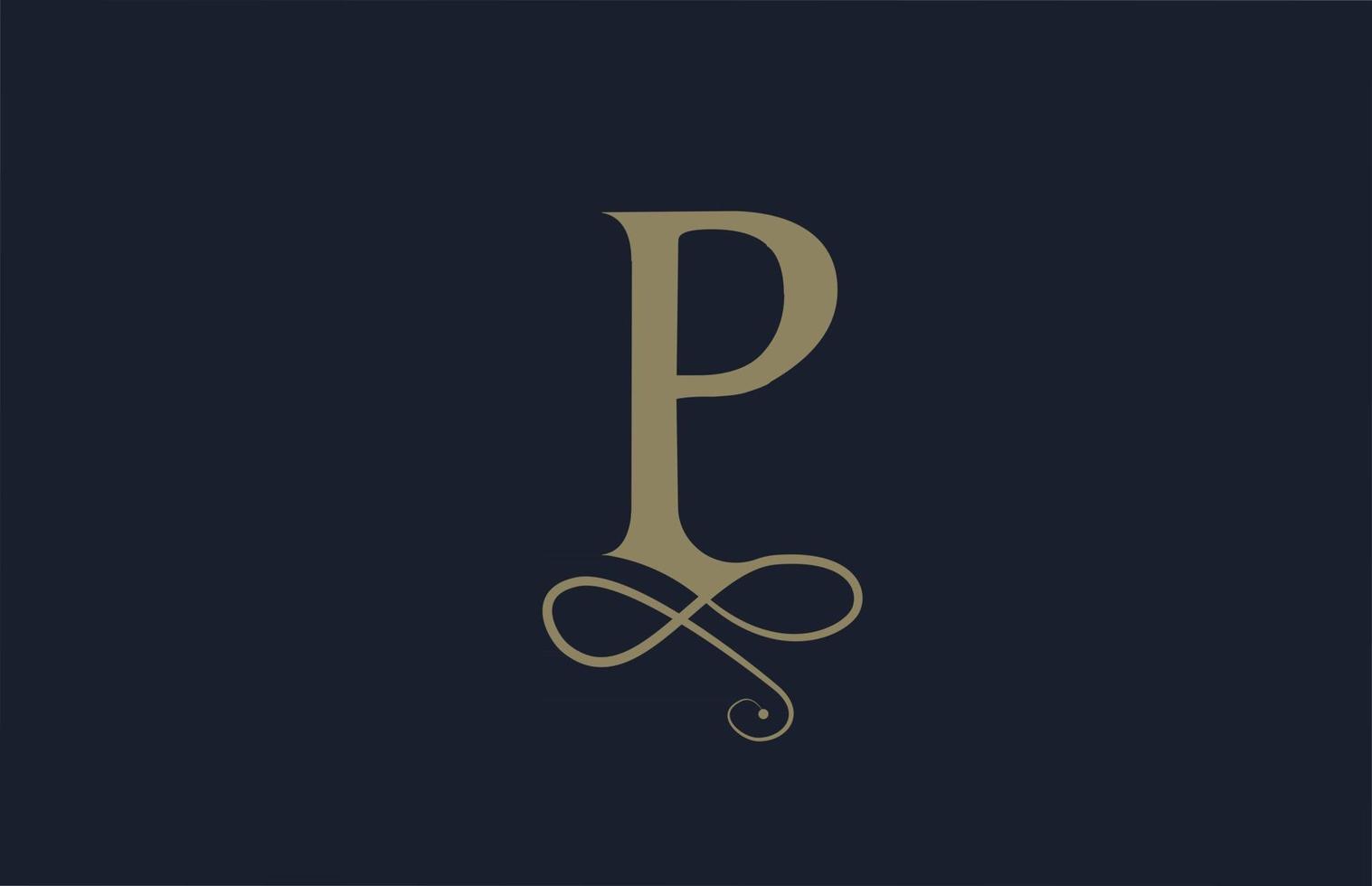 p ícone de logotipo de letra do alfabeto elegante monograma ornamento para negócios. Projeto vintage de letras e brading corporativo para produtos e empresas de luxo vetor