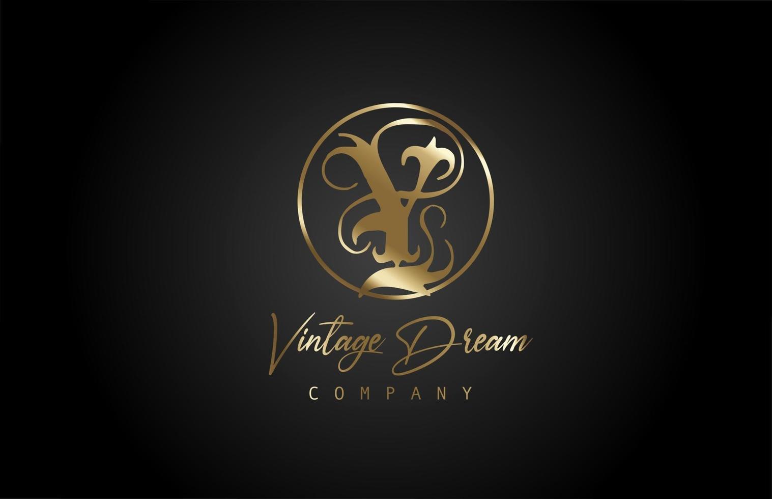 y logotipo do ícone de letra do alfabeto dourado dourado. conceito de design vintage para empresa e negócios. identidade corporativa com fundo preto e estilo retro vetor