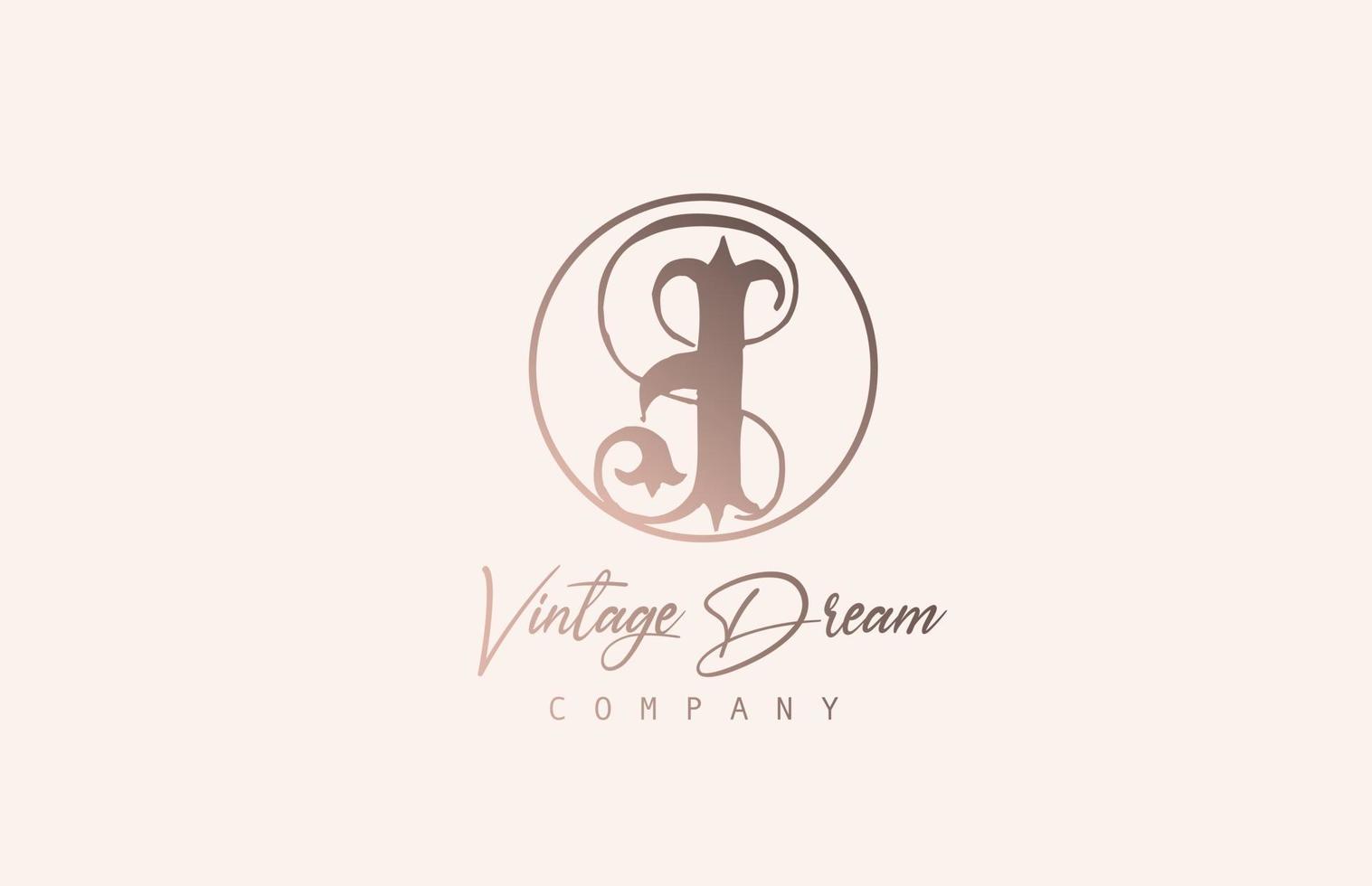 j ícone de letra do logotipo do alfabeto de cor marrom pastel. conceito de design vintage para empresa e negócios. identidade corporativa com estilo retro único vetor