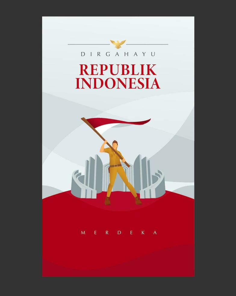 Indonésia independência dia realista ilustração história vetor