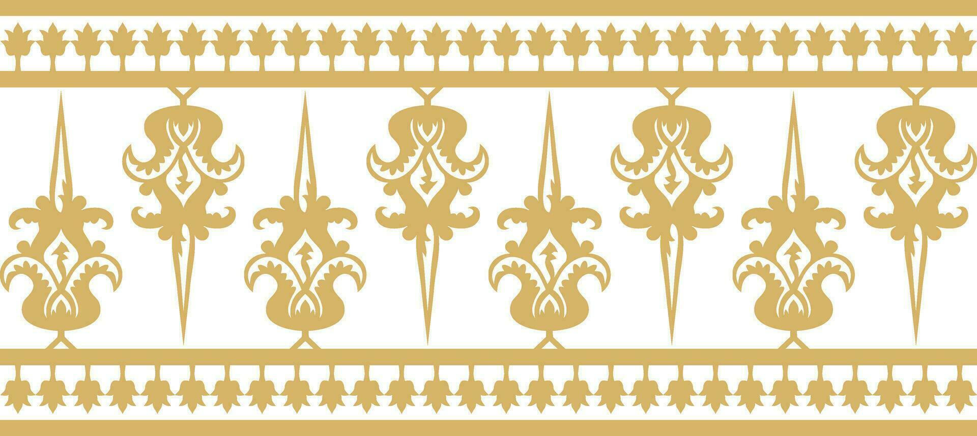 vetor ouro desatado bizantino ornamento. sem fim fronteira, quadro, Armação do antigo Grécia e Oriental romano Império. decoração do a russo ortodoxo Igreja