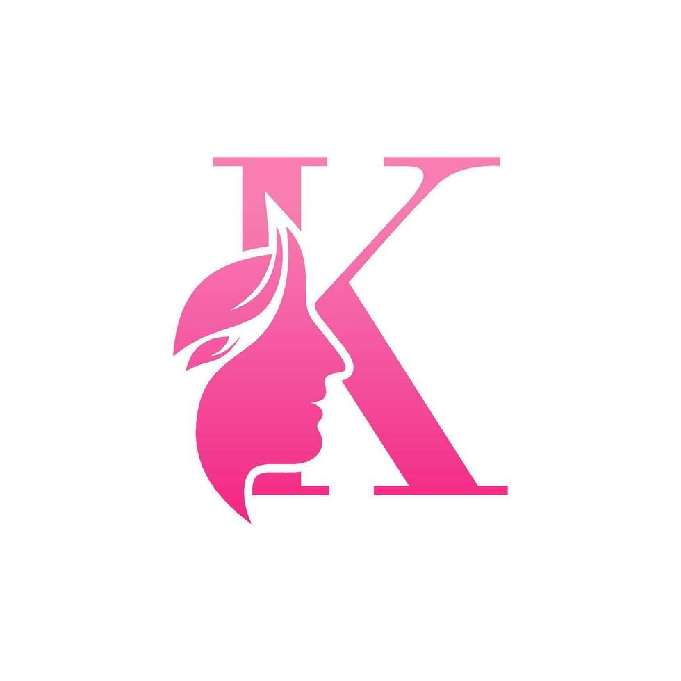 modelos iniciais de design de logotipo de beleza facial k vetor