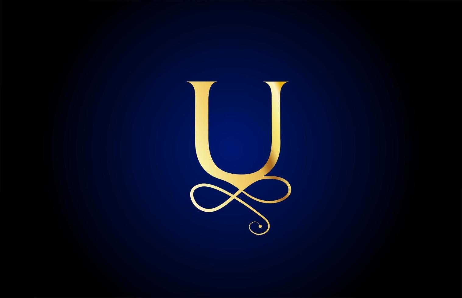 dourado u design de logotipo do ícone de letra do alfabeto de monograma elegante. vintage corporativo brading para produtos de luxo e empresa vetor