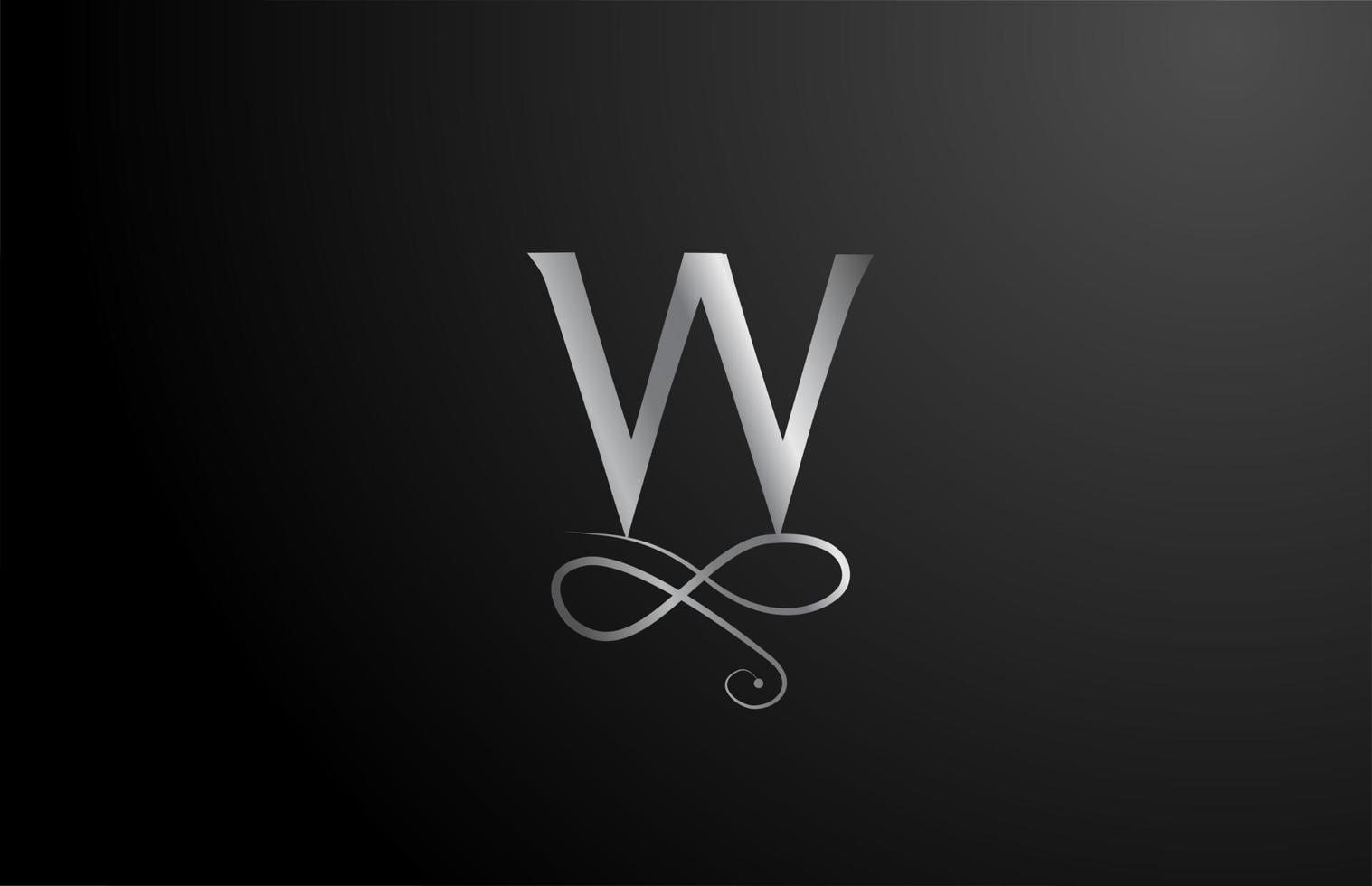 cinza w design de logotipo do ícone de letra do alfabeto de monograma elegante. vintage corporativo brading para produtos de luxo e empresa vetor