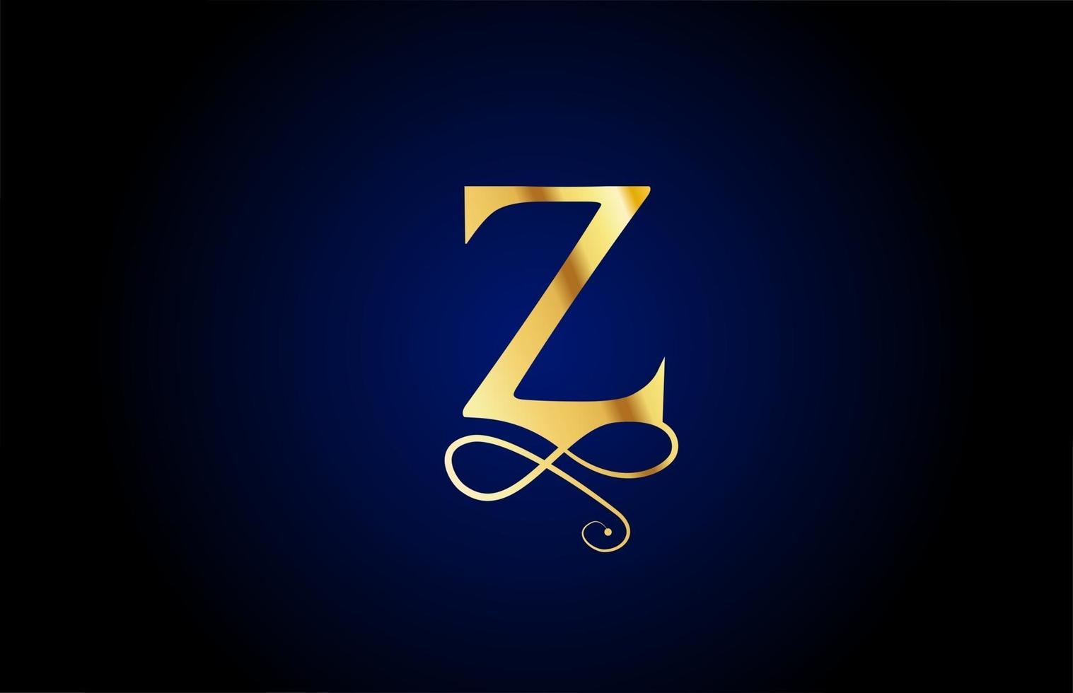 dourado z design de logotipo do ícone de letra do alfabeto de monograma elegante. vintage corporativo brading para produtos de luxo e empresa vetor