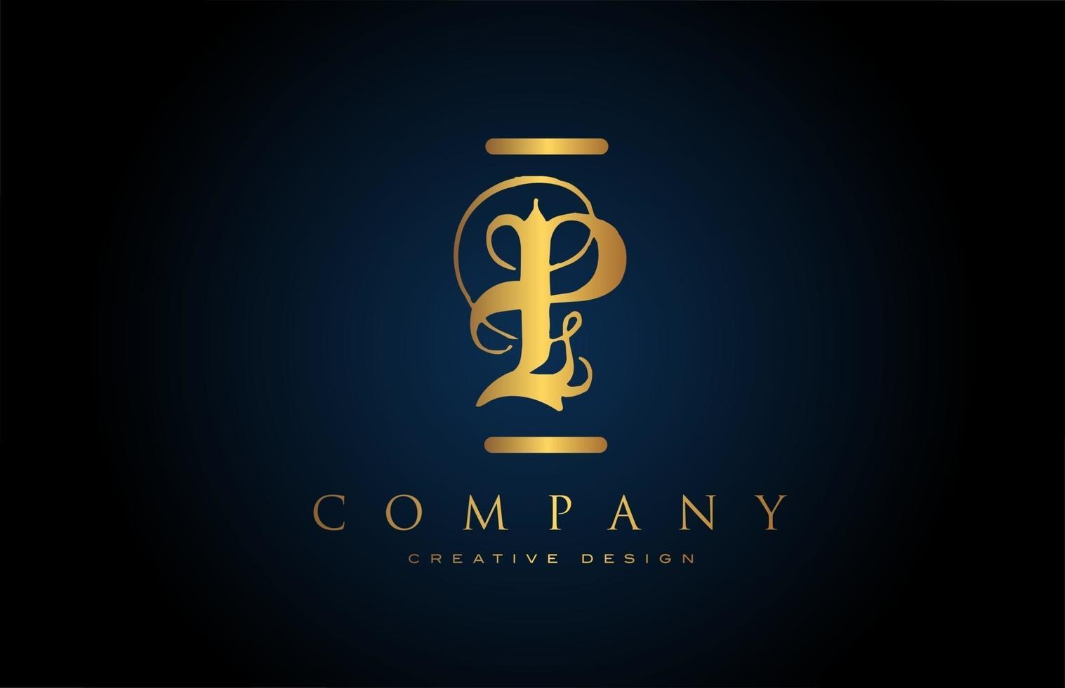 ícone de logotipo vintage ouro p alfabeto letra para empresa e negócios. brading e lettering com design dourado criativo vetor