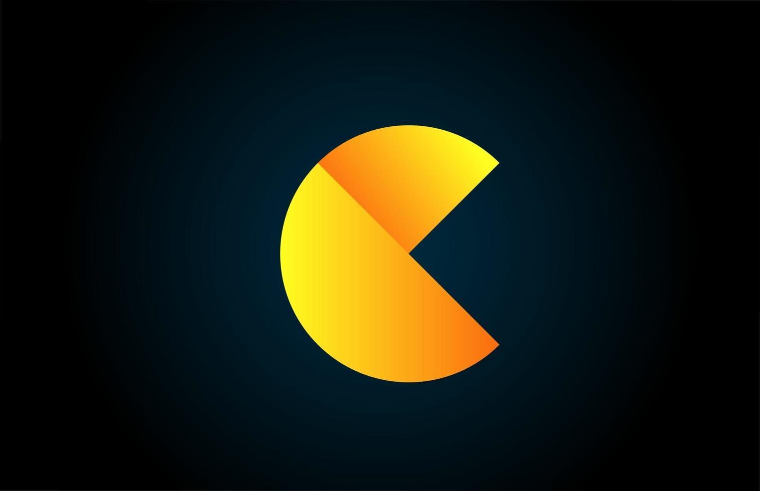 logotipo da letra c do alfabeto geométrico para negócios e empresa com a cor amarela. brading e letras corporativas com design futurista e gradiente vetor