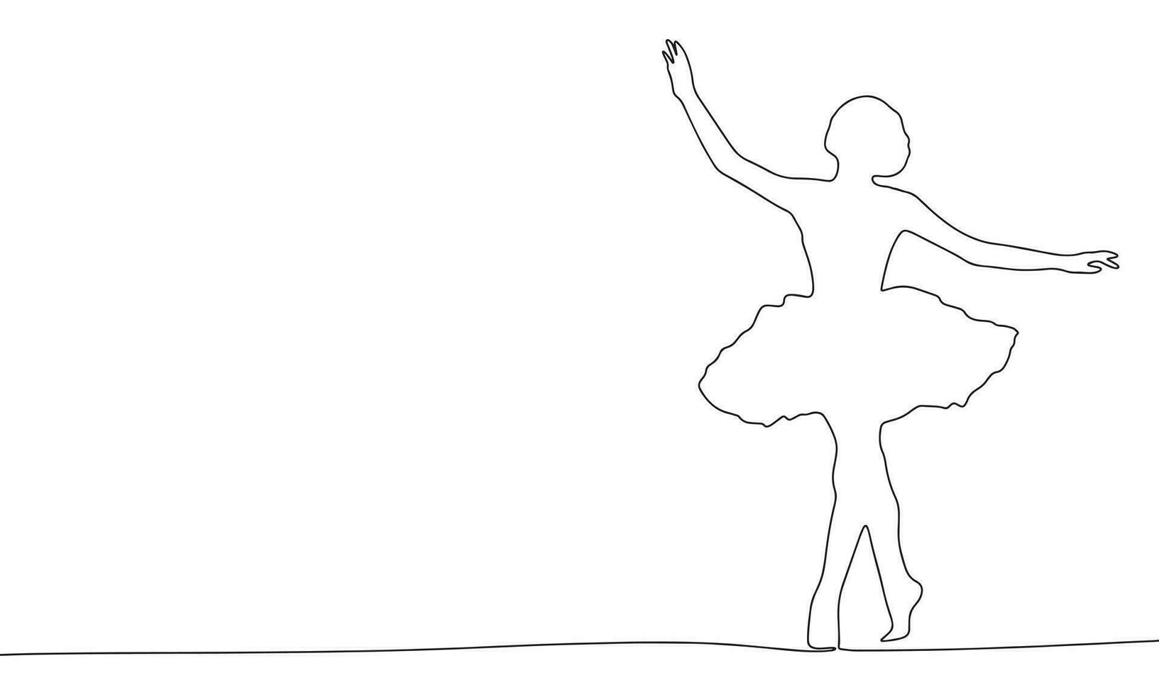 silhueta do bailarina. conceito do dança balé bandeira. 1 linha contínuo minimalismo vetor ilustração. linha arte, contorno.