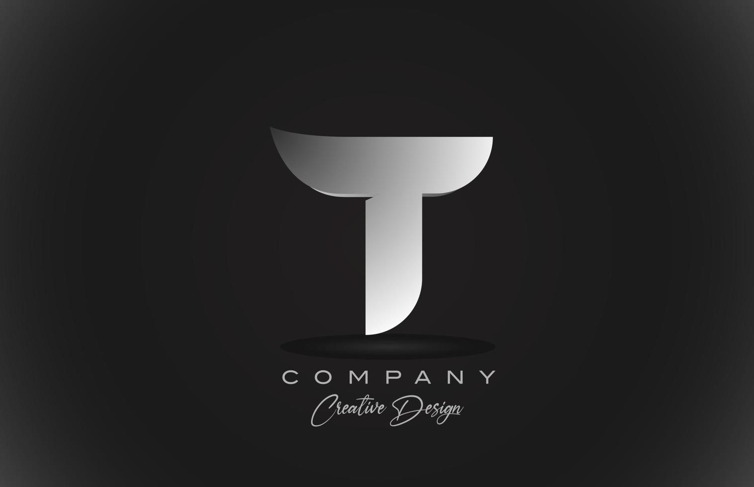t ícone de logotipo de letra do alfabeto gradiente branco com fundo preto. design criativo para negócios e corporativos vetor