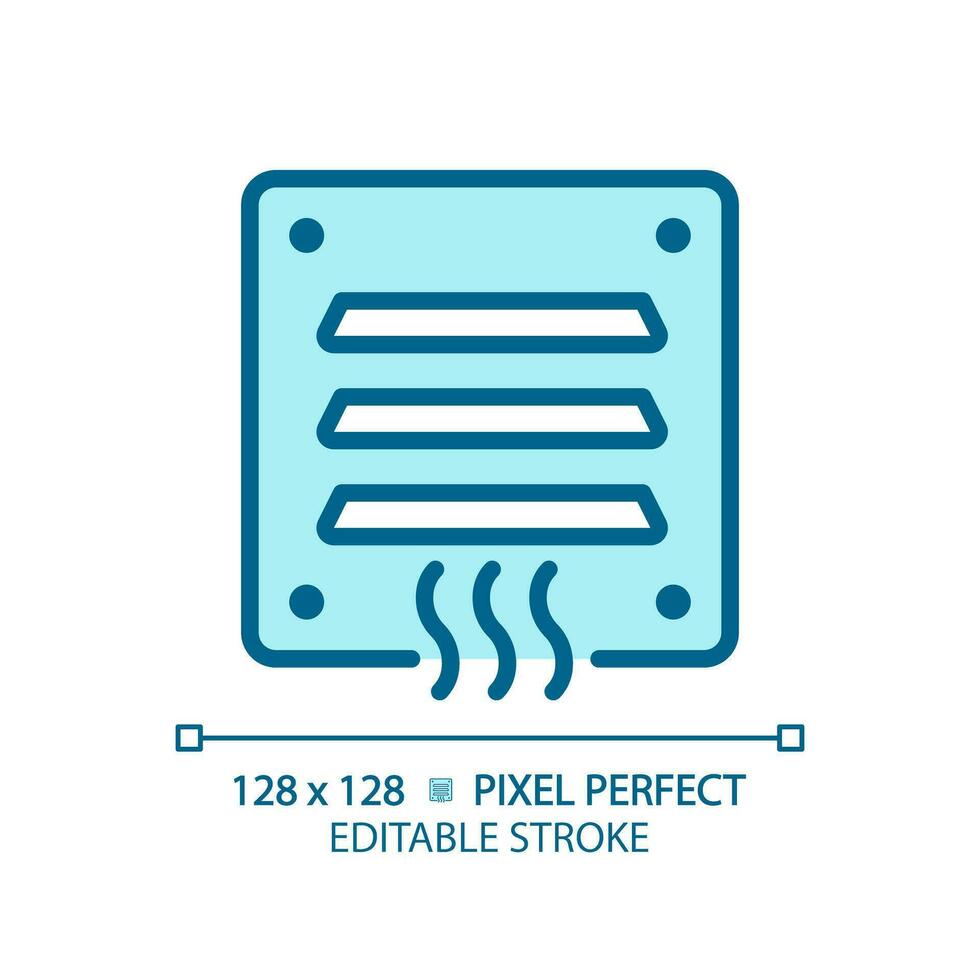 ar desabafar luz azul ícone. hvac sistema. parede cobrir. fresco ar Entrega. casa ventilação. quarto temperatura. rgb cor placa. simples Projeto. rede símbolo. contorno linha. plano ilustração. isolado objeto vetor