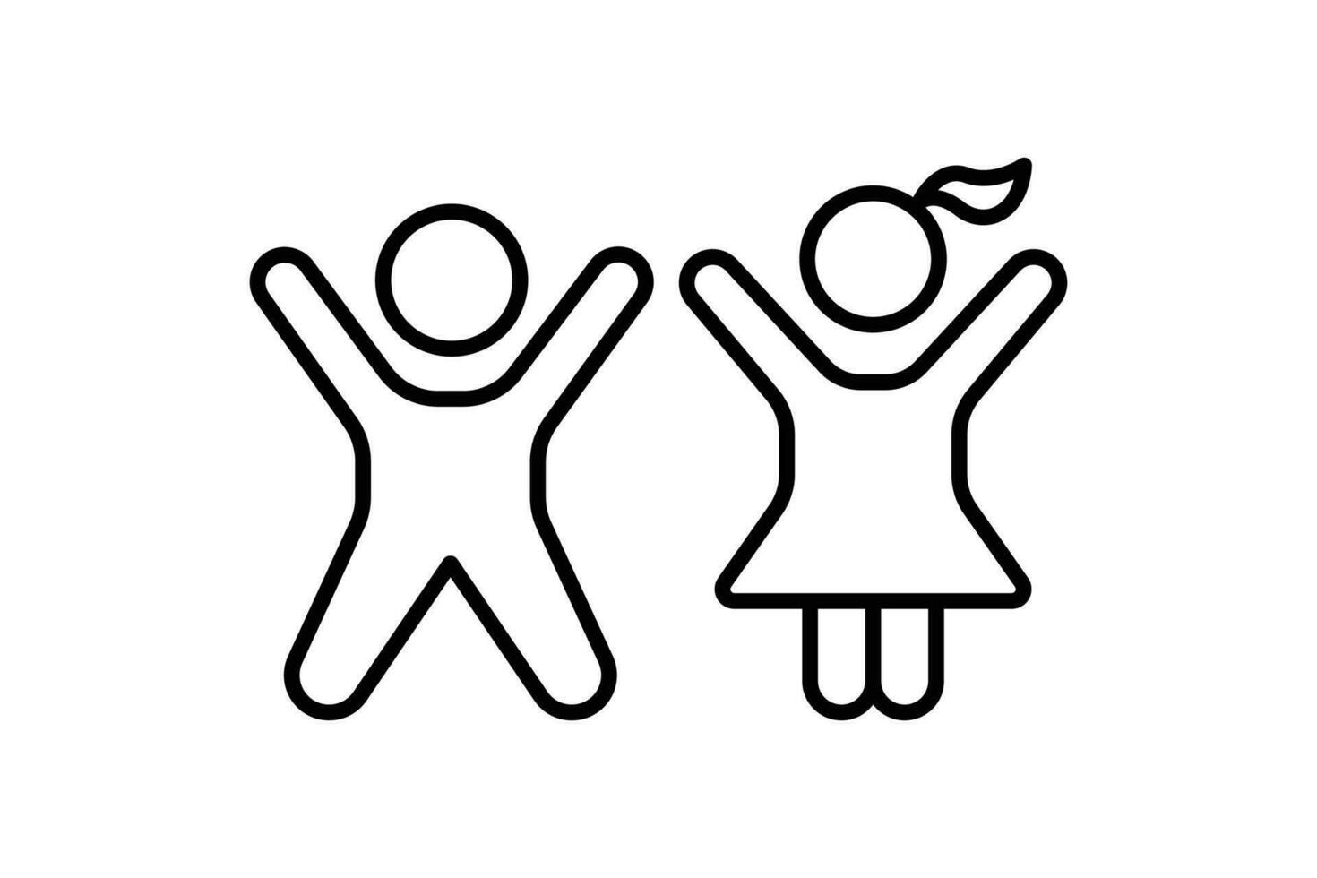 menina e Garoto ícone. ícone relacionado para placa crianças banheiro, vestir quarto crianças, banheiro crianças. linha ícone estilo Projeto. simples vetor Projeto editável