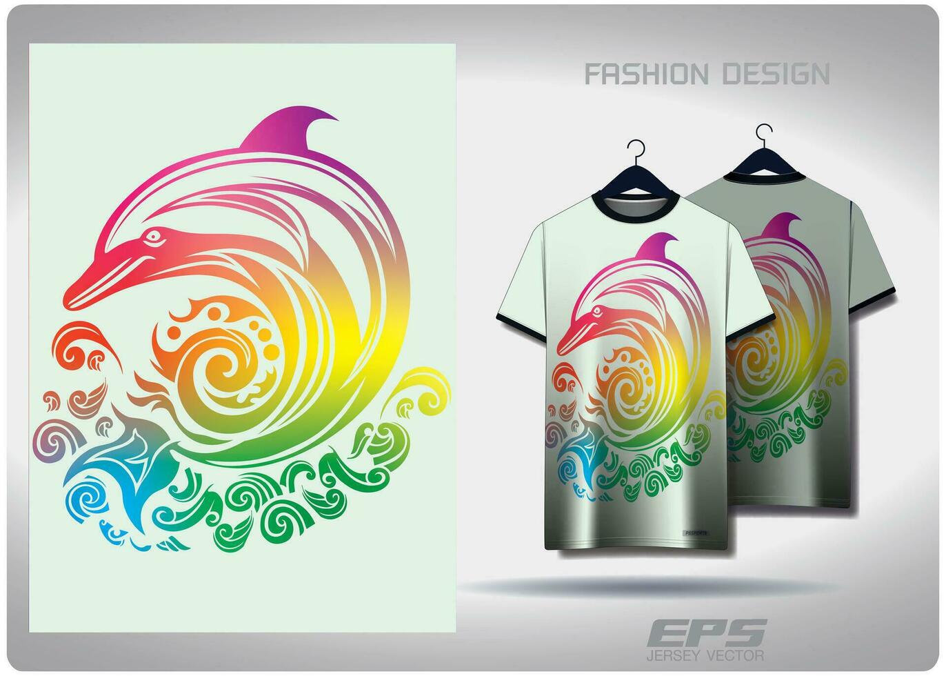 vetor camiseta fundo imagem.arco-íris golfinho padronizar projeto, ilustração, têxtil fundo para camiseta, jérsei rua camiseta