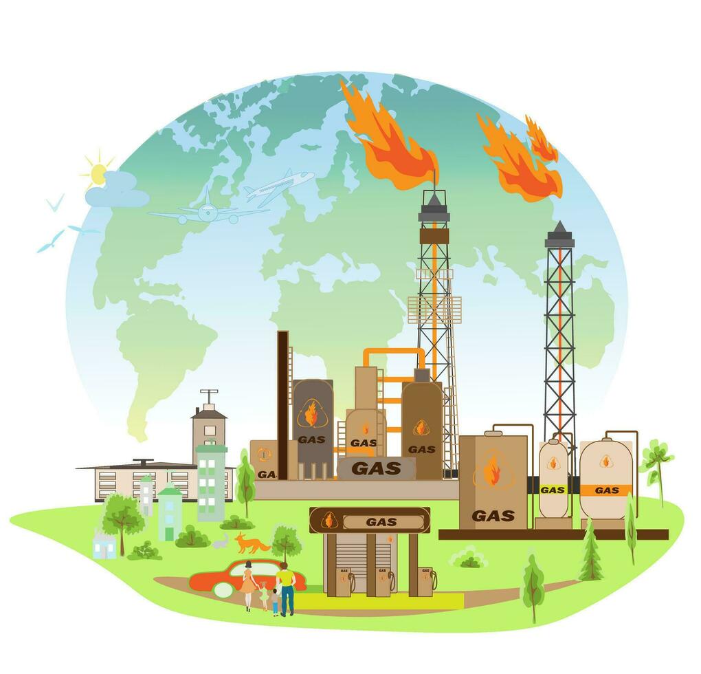 verde indústria eco poder fábrica Boa meio Ambiente ozônio ar baixo carbono.ilustração para bandeira. vetor